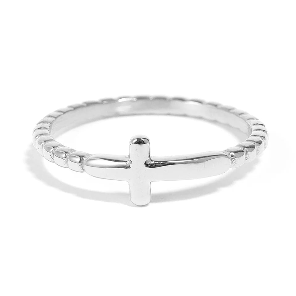 Beaded Cross Stacking Ring