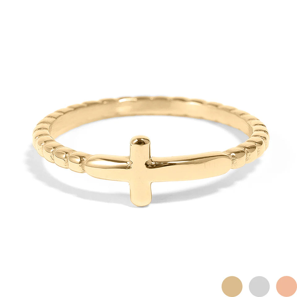 Beaded Cross Stacking Ring