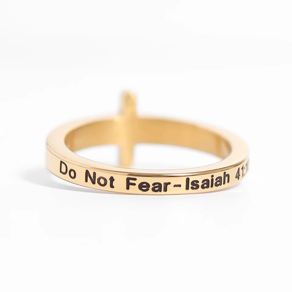 Cross Engraved Stacking Ring