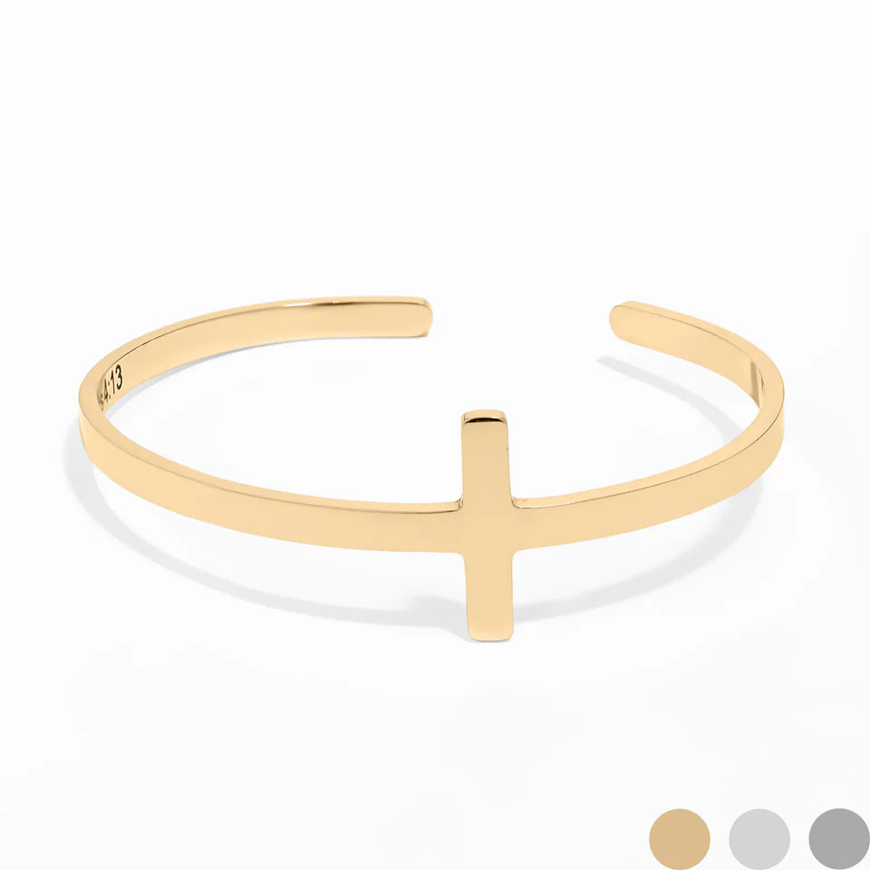 Cross Cuff Bracelet Engraved