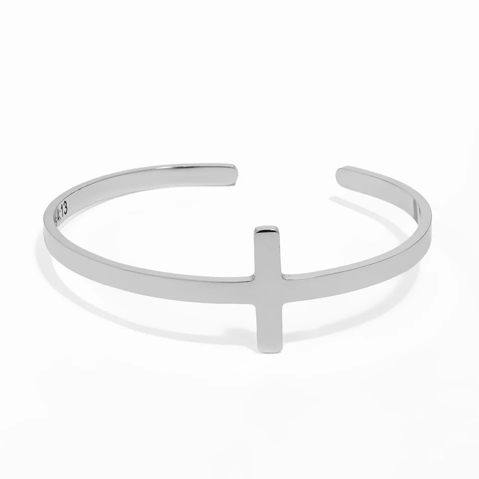 Cross Cuff Bracelet Engraved