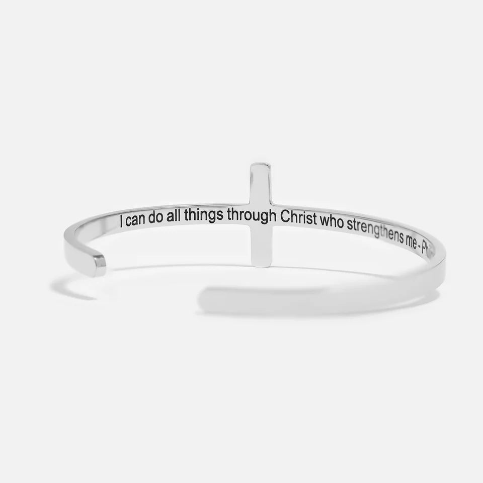 Cross Cuff Bracelet Engraved