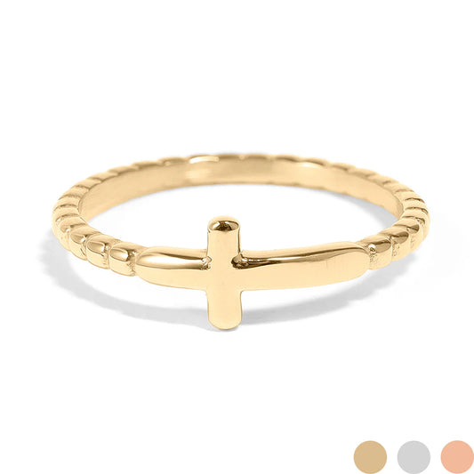 Beaded Cross Stacking Ring
